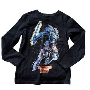 Oshkosh T-Shirt Boys Size 6 Intergalactic‎ Warrior Long Sleeve Black Blue